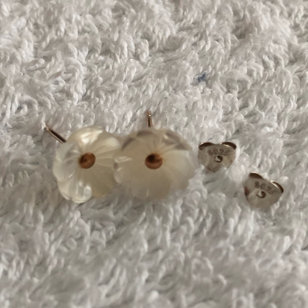 Sterling Silver and Shell Flower Earrings